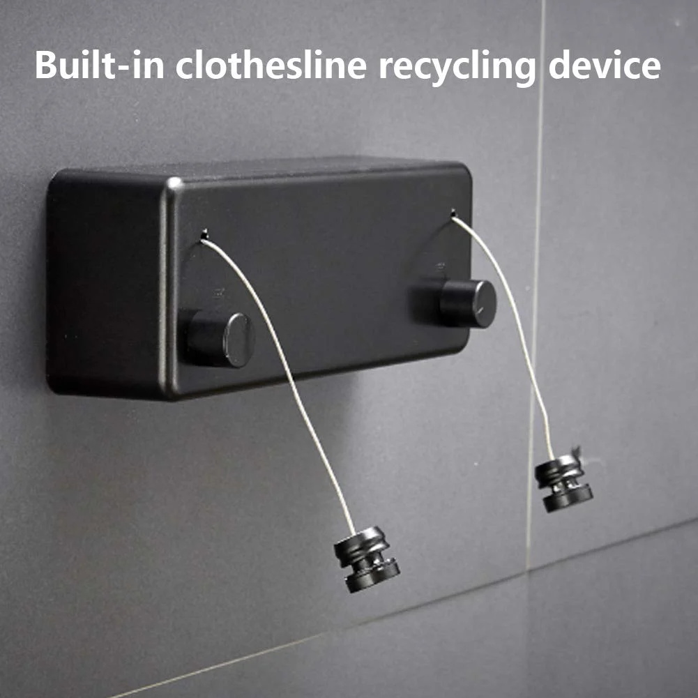 Retractable Dual Lines Stainless Steel Simple Wall Mounted Heavy Duty Clothes Line with Adjustable Rope