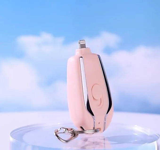 Mini Emergency Keychain Power Bank 1500mAh – Portable Fast Charging Backup with Built-in Connector