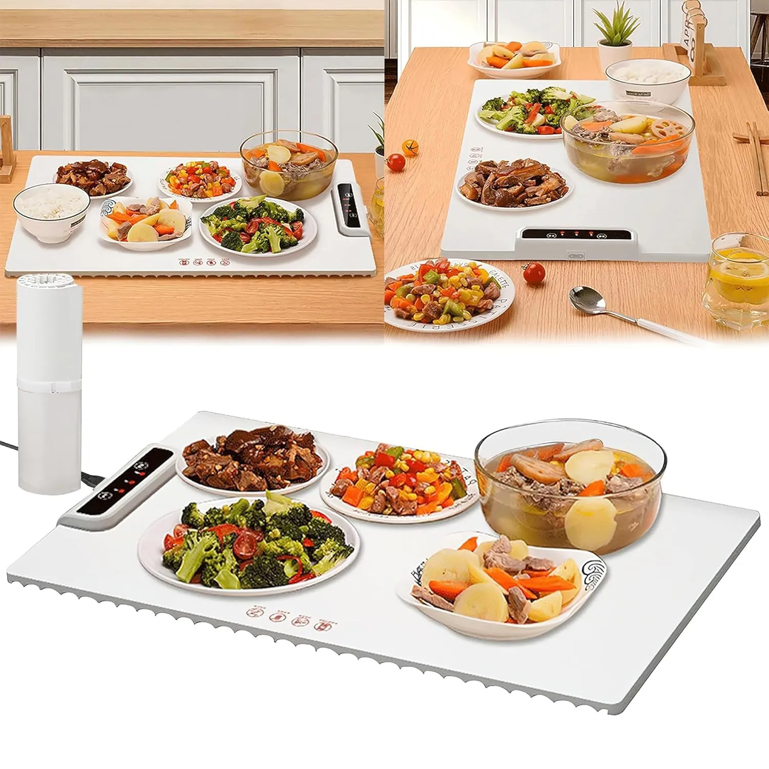 Electric Warming Tray with Adjustable Temperature, Upgrade Portable Warming Mat for Food