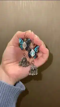 Butterfly Design Oxidized Jhumka Earrings with Stone
Work for Women & Girls