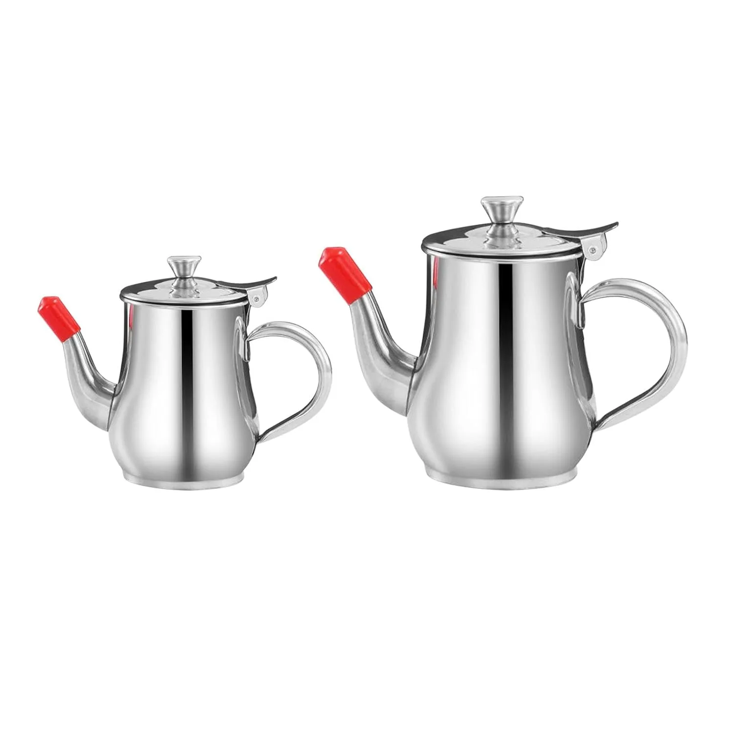 Stainless Steel Oil & Ghee Pouring Pot with Long Spout and Lid