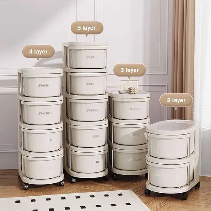 Multi-Layer Rolling Storage Organizer with Pull-Out Baskets