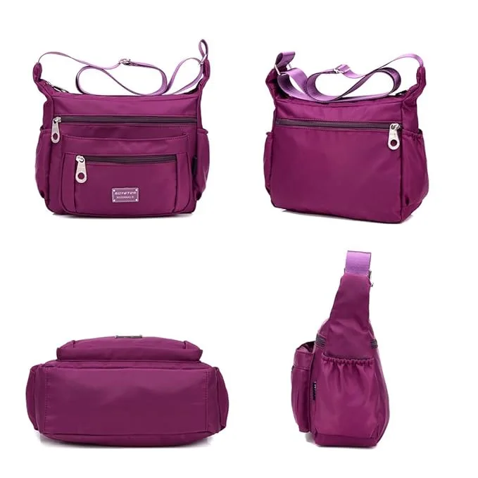 Anti-Theft Multi-Pocket Travel Crossbody Bag – Lightweight Waterproof Nylon Shoulder Purse with RFID Protection and Adjustable Wide Strap